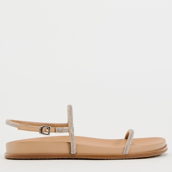 Zara Tan Strappy Sandals with Rhinestone Detail - Like New - Picture 8 of 8